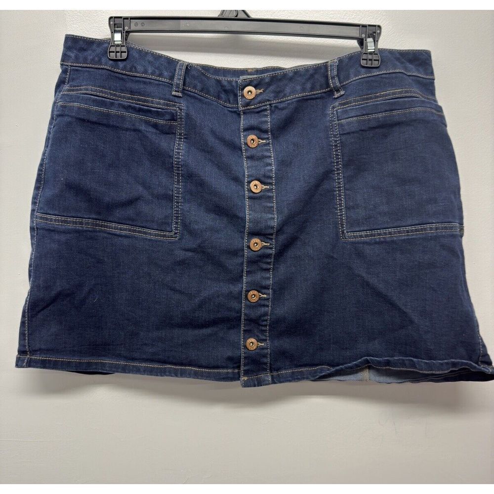 True‎ Craft Women's Blue Denim Button Front Straight Stretch Skirt Size 20 #37